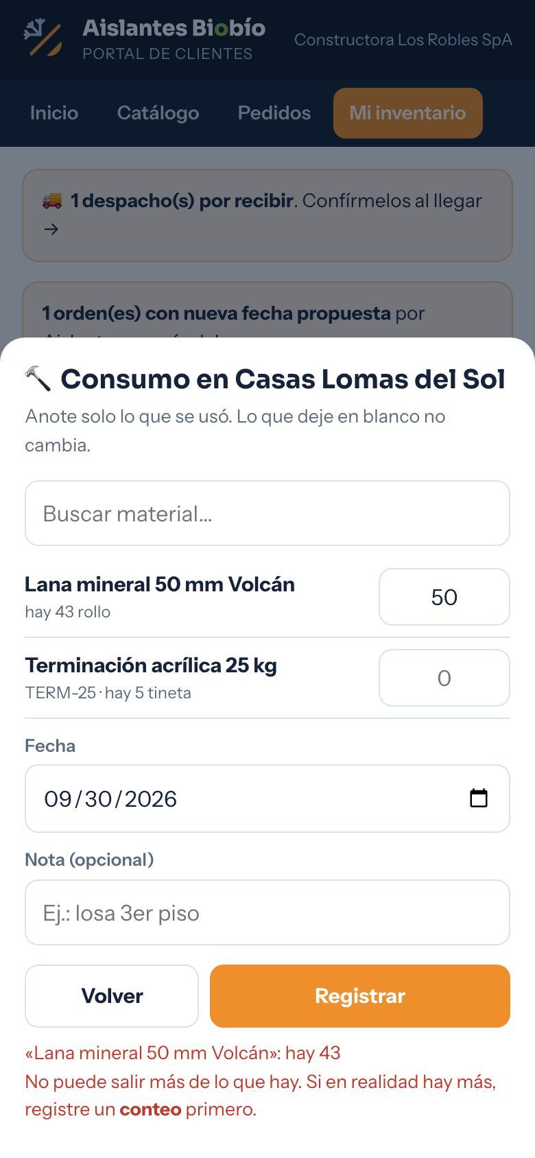 Consumo mayor que el stock