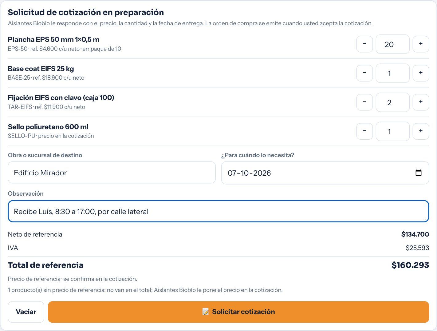 Pedido en preparación