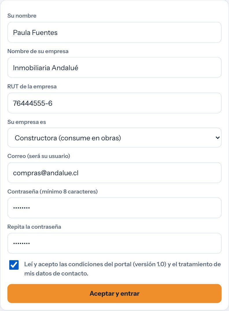 Formulario de cuenta nueva