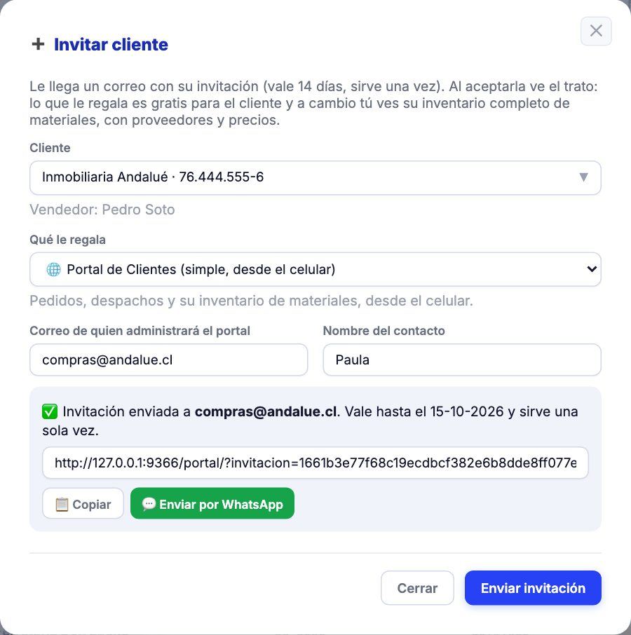 Invitar cliente en Empuja Bodega