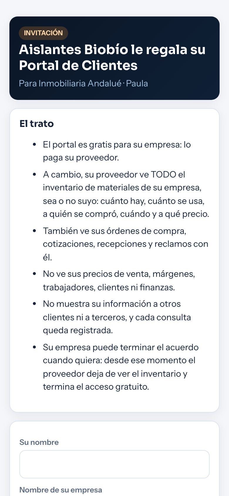 Invitación en el celular
