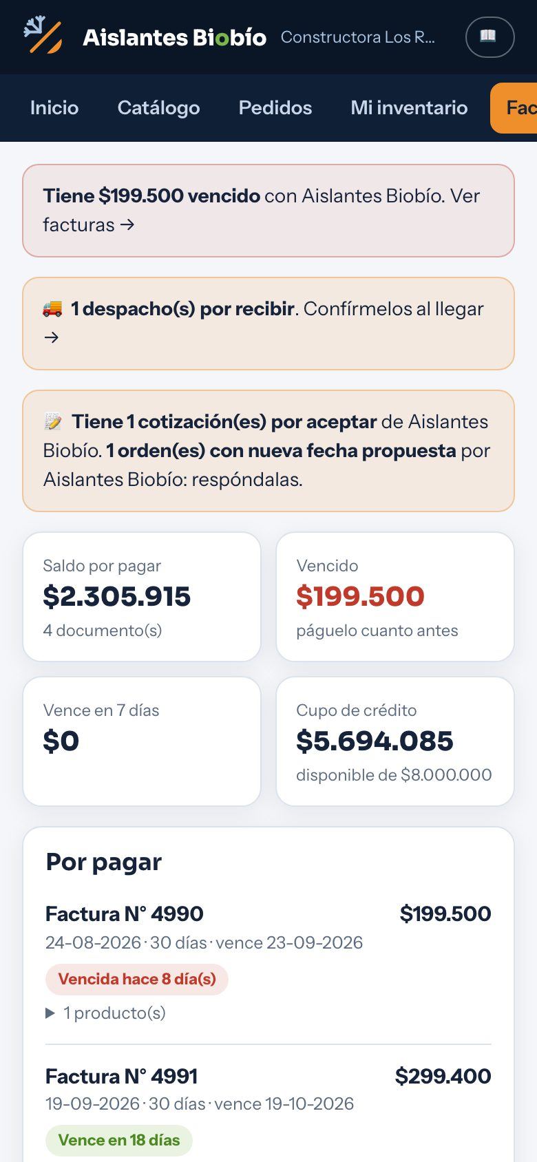Facturas en el celular